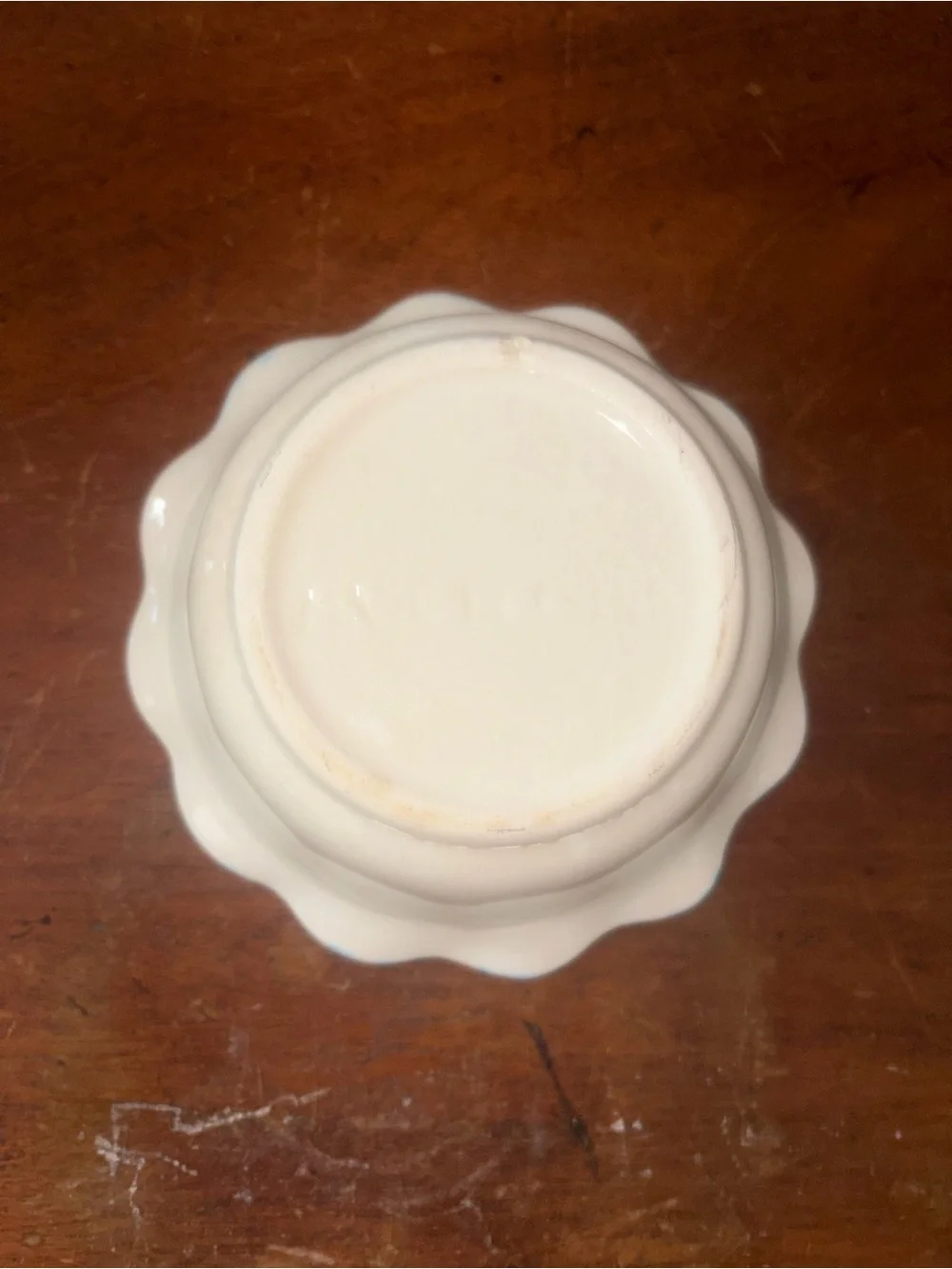 Ceramic Scalloped Serving Platter with Matching Dip Bowl - Blue and White
